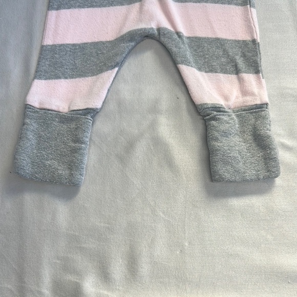 Burt's Bees Baby - Rugby Striped Pink and Gray Footies One Piece - Picture 5 of 5